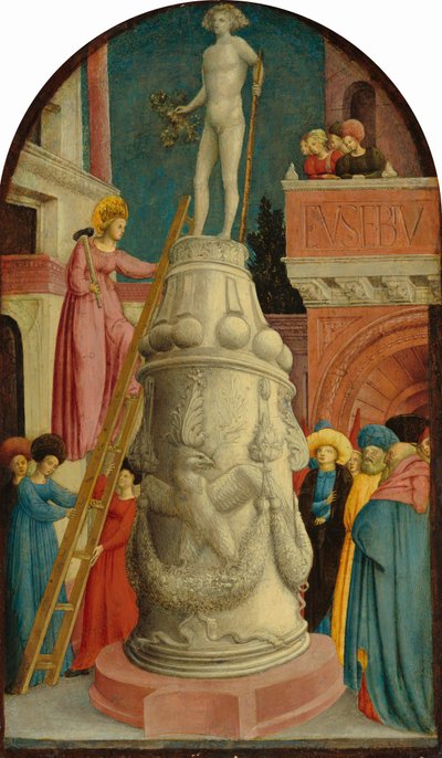 Sint Apollonia vernietigt een heidens afgodsbeeld, ca. 1442-1445 door Giovanni d