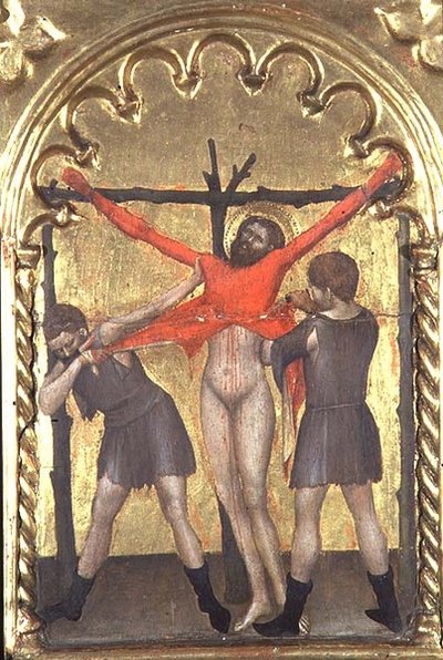 Christus aan het kruis, detail van het polyptiek van het Spedale della Misericordia, 1353-63 door Giovanni da Milano