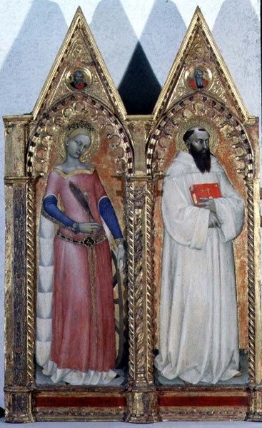 SS. Catharina van Alexandrië en Bernardo (detail) door Giovanni da Milano