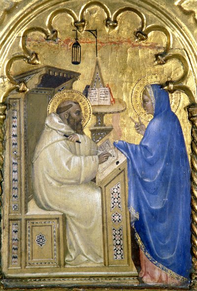 De Maagd verschijnt aan St. Bernard, detail van een polyptiek die Het Leven van de Heiligen afbeeldt, uit de Salone del II Piano, 1353-63 door Giovanni da Milano