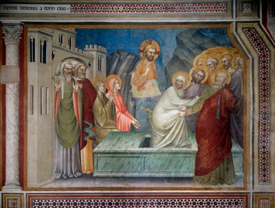 De opwekking van Lazarus (Fresco) door Giovanni da Milano