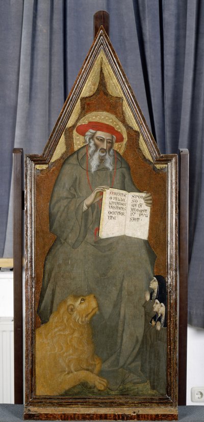 St. Hiëronymus met leeuw en drie biddende nonnen, ca.1360 door Giovanni del Biondo dal Casentino