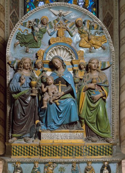De Maagd en Kind met Sint Madeleine en Sint Johannes Evangelist door Giovanni della Robbia