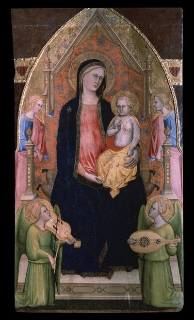Maagd en kind op de troon met engelen door Giovanni di Bartolomeo Cristiani