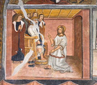 Jezus wast de voeten van Petrus tijdens het Laatste Avondmaal door Giovanni di Cherasco Botoneri