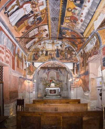 De apsis van de oorspronkelijke Alamandi of Allemandi Kapel door Giovanni di Cherasco Botoneri
