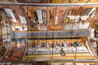 Het gewelf van de Botoneri-kapel met verhalen over de Passie van Christus door Giovanni di Cherasco Botoneri