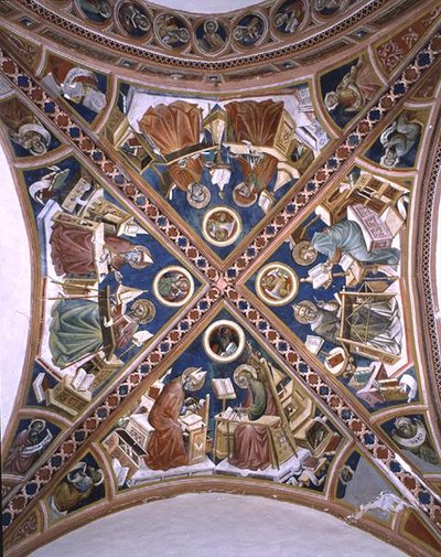 De Dokters in de Tempel, de Evangelisten en Acht Profeten, van het kapelgewelf door Giovanni di Corraduccio