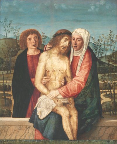 Pietà met de Maagd en Sint Johannes door Giovanni di Niccolo Mansueti