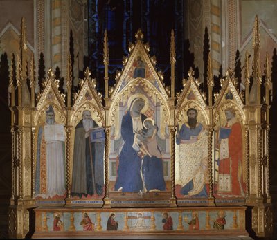 Maagd met heiligen Augustinus, Sint Antonius de Grote, Sint Bartholomeus en Sint Laurentius door Giovanni di Niccolo del Biondo