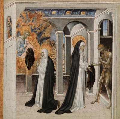 St. Catharina van Siena en de Bedelaar door Giovanni di Paolo