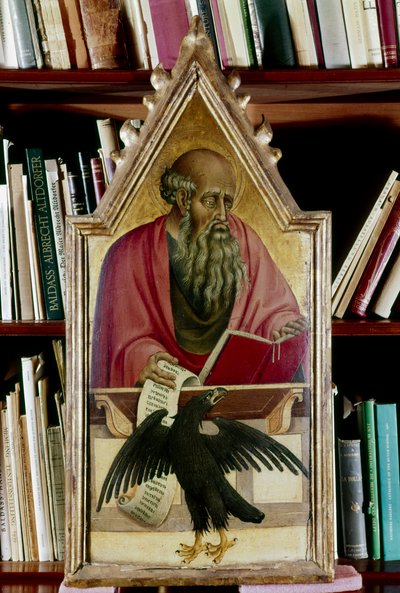 St. Johannes de Evangelist getoond met zijn symbool, een adelaar, 15e eeuw door Giovanni di Paolo