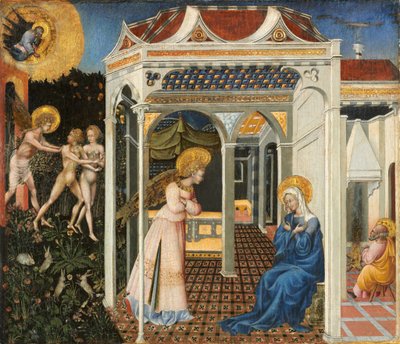 De Aankondiging en Verdrijving uit het Paradijs door Giovanni di Paolo