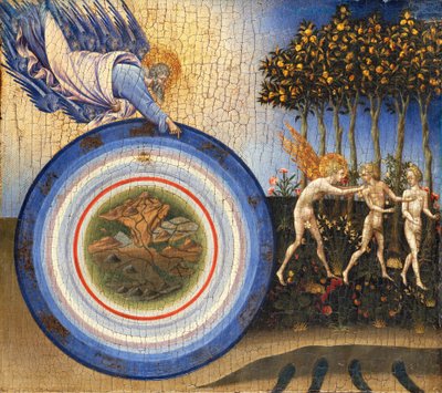 De schepping van de wereld en de verdrijving uit het paradijs door Giovanni di Paolo