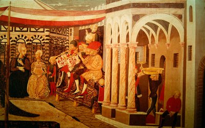 Frontaal van de Adimari Cassone met een huwelijkscène voor de Doopkapel, ca. 1450 door Giovanni di Ser Giovanni Scheggia
