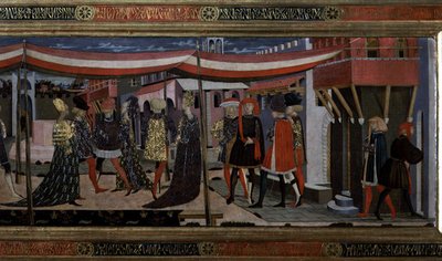 Frontaal van de Adimari Cassone, detail van het rechtergedeelte, c.1450 (detail) door Giovanni di Ser Giovanni Scheggia
