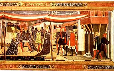Frontaal van de Adimari Cassone (detail) door Giovanni di Ser Giovanni Scheggia