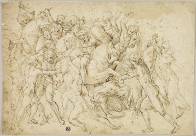 Slag tussen cavalerie en voetsoldaten door Girolamo Genga