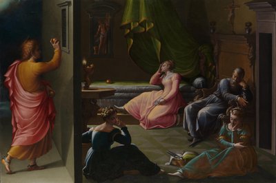 De liefdadigheid van St. Nicolaas van Bari, ca. 1555 door Girolamo Macchietti