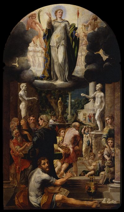De onbevlekte ontvangenis van de Maagd door Girolamo Mazzola Bedoli