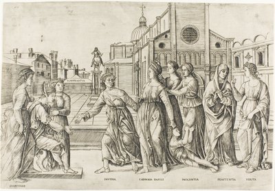 De laster van Apelles door Girolamo Mocetto