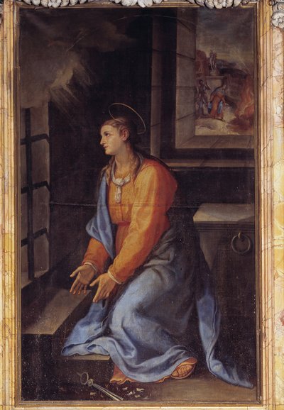 Portret van Sint Apollonia in de gevangenis door Girolamo Muziano