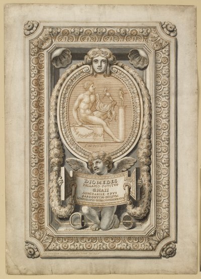Ontwerp voor een gegraveerde edelsteen in een sierlijke setting door Girolamo Odam