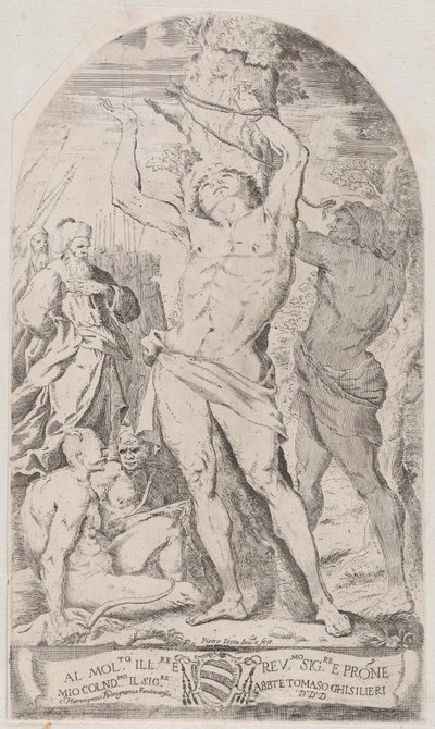 Sint Sebastiaan vastgebonden aan een boom door Girolamo Pedrignani