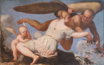 Allegorie van de tijd die wegrent door Girolamo Pellegrini