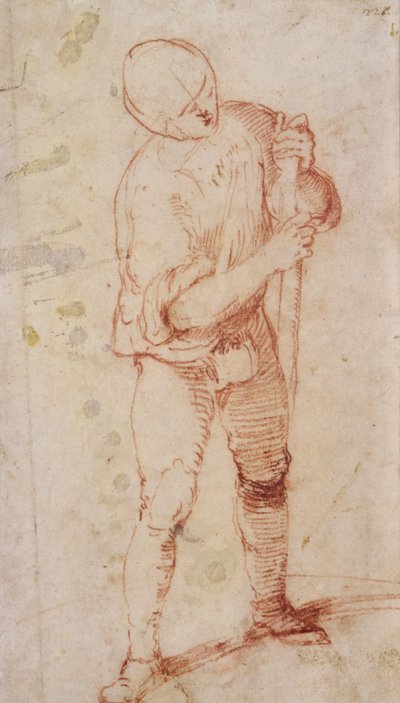 Staande man met een staf door Girolamo Romanino