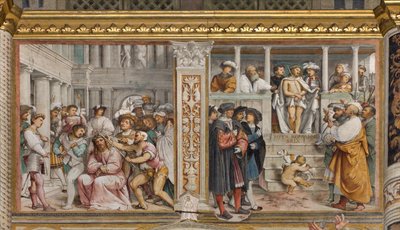 Middenbeuk, Vierde Zuidelijke Span, Kroning met Doornen, Ecce Homo, Girolamo Romanino door Girolamo Romanino
