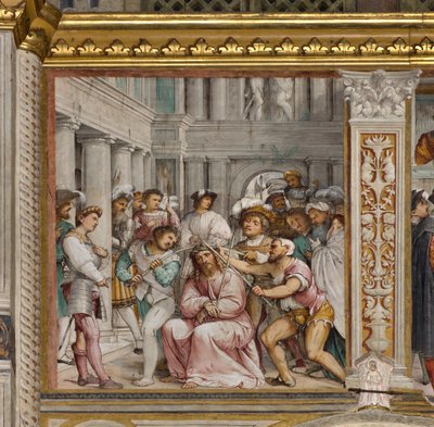 Middenbeuk, Vierde Zuidelijke Span, Kroning met Doornen, Girolamo Romanino door Girolamo Romanino
