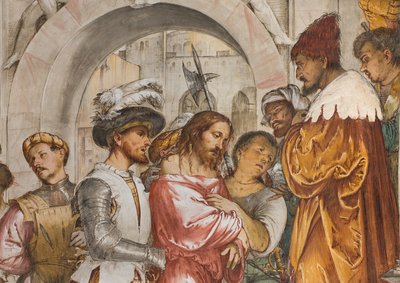 Centraal Schip, Vijfde Zuidelijke Span, Christus voor Pilatus, Girolamo Romanino door Girolamo Romanino