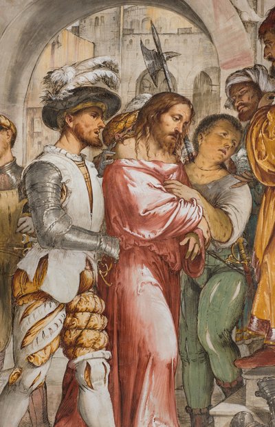 Middenbeuk, Vijfde Zuidelijke Span, Christus voor Pilatus, Girolamo Romanino door Girolamo Romanino