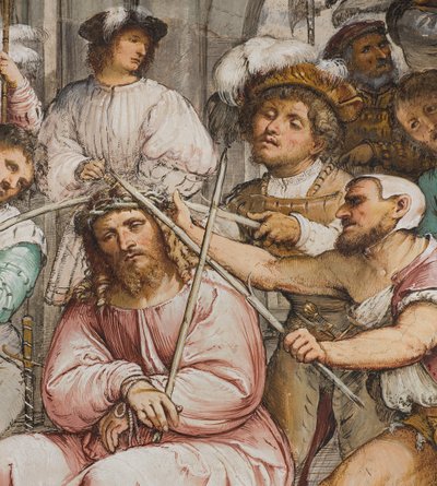 Middenbeuk, Vierde Zuidelijke Span, Kroning met Doornen, Girolamo Romanino door Girolamo Romanino