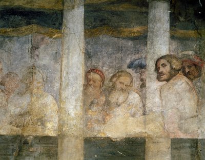 Detail van fresco door Romanino Girolamo, Sint-Antoniuskerk, Breno, Italië door Girolamo Romanino