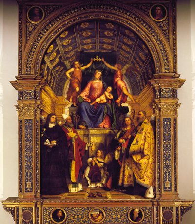 Madonna en Heiligen door Girolamo Romanino