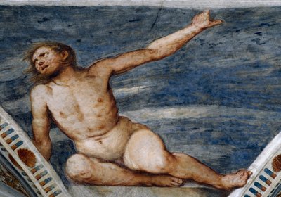 Mannelijke naakt, detail van fresco
