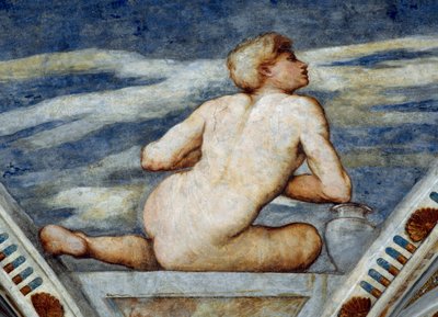 Mannelijke naakt, detail van fresco