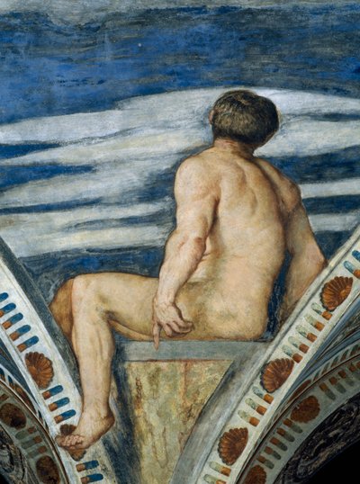 Mannelijke naakt (detail) door Girolamo Romanino
