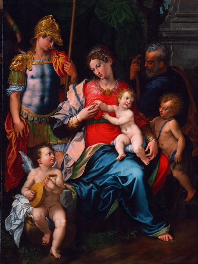 Maagd en Kind met heiligen Johannes de Doper, Michaël de Aartsengel en Jozef, 1545 door Girolamo Sciolante da Sermoneta