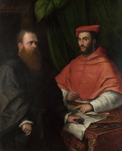 Kardinaal Ippolito de Medici en monseigneur Mario Bracci, na 1532 door Girolamo da Carpi
