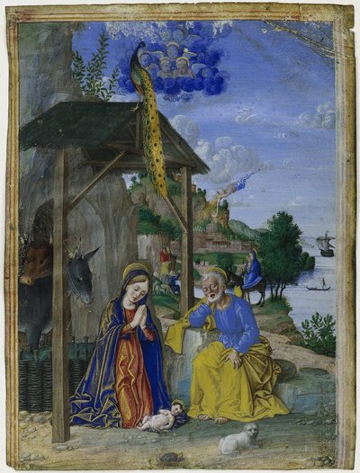 Enkele miniatuur: De Geboorte, c. 1515 door Girolamo dai Libri
