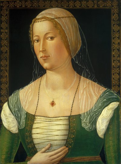 Portret van een jonge vrouw door Girolamo di Benvenuto