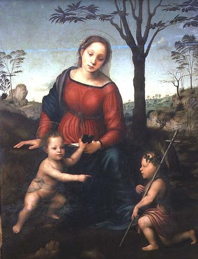 Madonna en Kind met de jonge Johannes de Doper door Giuliano Bugiardini