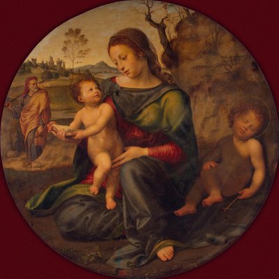 De Heilige Familie met de jonge Johannes de Doper, ca. 1520 door Giuliano Bugiardini
