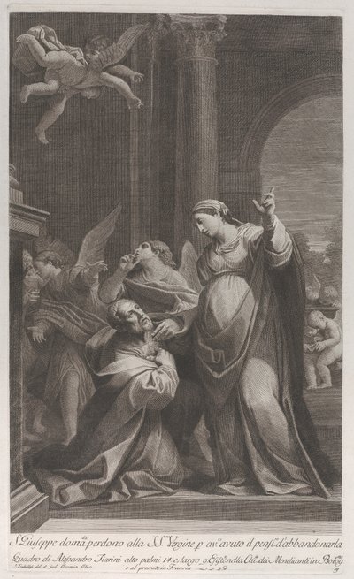 Sint Jozef vraagt de Maagd om Vergiffenis voor het Denken aan Verlaten, 1760-1800 door Giuliano Traballesi