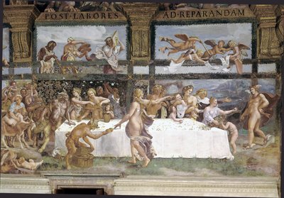 Voorbereidingen voor het banket van de goden voor het huwelijk van Cupido en Psyche (detail) door Giulio (1483 1520) Romano