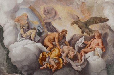 Gods van de Olympus, Het Trojaanse Paard, Kamer van Troje (Sala di Troia) door Giulio (and workshop) Romano