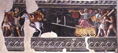 Fragment van een triomfscène door Giulio (school of) Romano